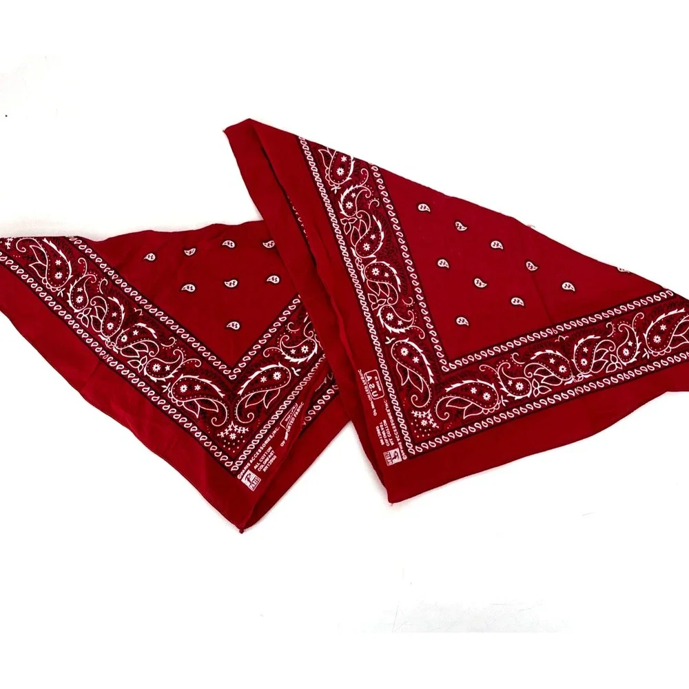 Vintage 13960 Paris Cotton Colorfast Red Scarf Bandana LOT 19